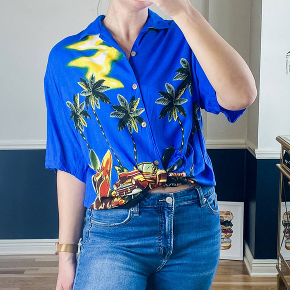 Thumbs Up blue Hawaiian shirt size XL - Picture 1 of 5